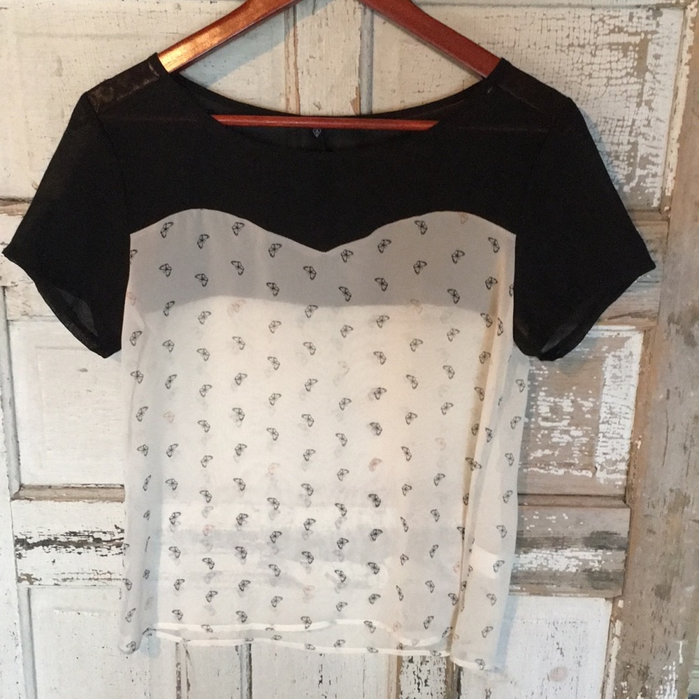EUC sheer top with butterflies